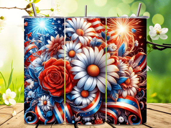 Download USA Flag Rose Daisy July 4th Tumbler - July 4th tumbler Collection