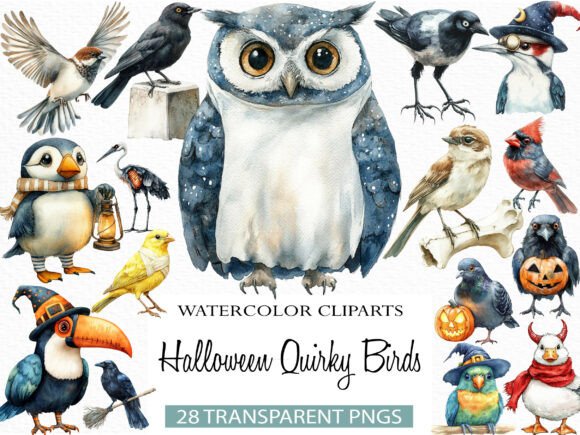 Download Spooky Halloween Quirky Birds Clipart - Premium Resources