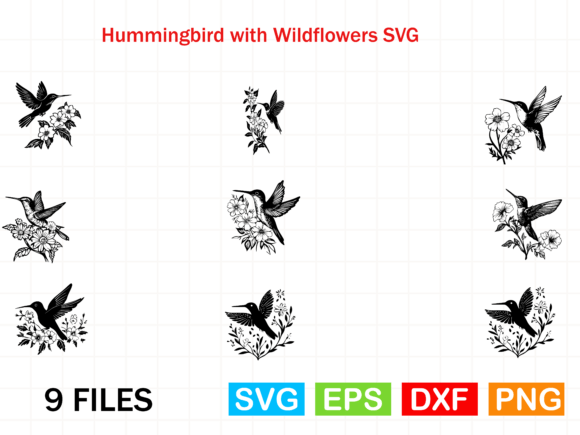 Download Hummingbird with Wildflowers SVG Bundle - Premium Resources
