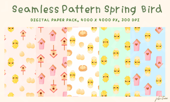 Download Spring Bird Seamless Patterns, Paper Set - Premium Resources