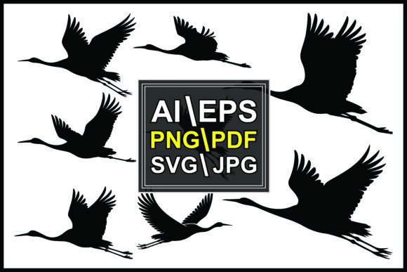 Download Black Crane Birds Flying Silhouettes - Premium Resources