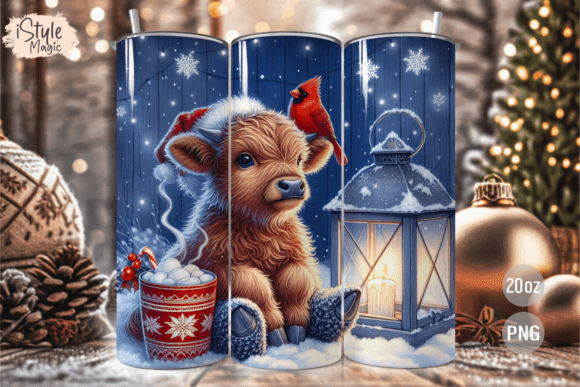 Download Blue Christmas Highland Cow Tumbler Wrap - Premium Resources